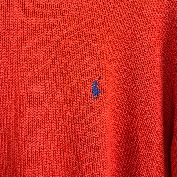 Vintage Y2K Polo Ralph Lauren Mens Sweater Size L Burnt Orange Preppy Academia - Picture 5 of 7